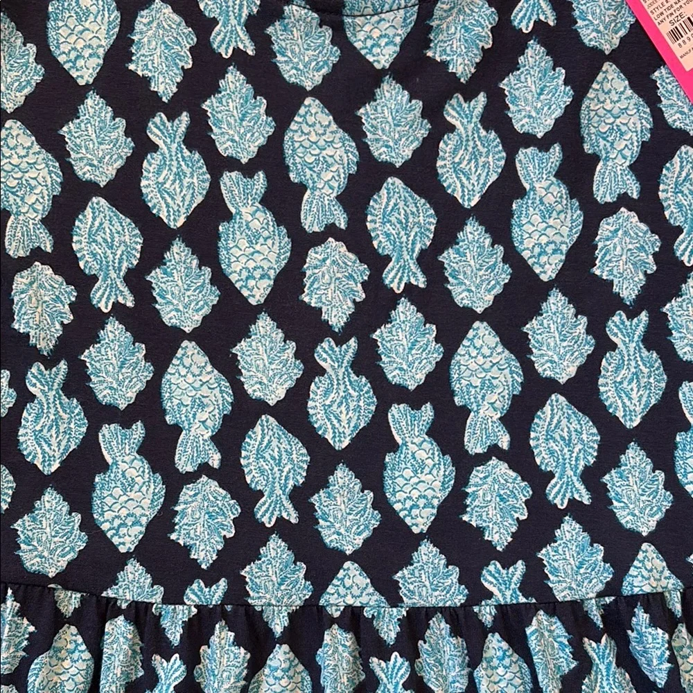 Lilly Pulitzer Jodee Navy Blue Fish Sundress with Crew Neck and Short Sleeves_6